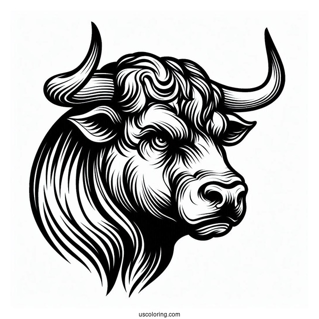 Head Of Angry Bull Coloring In