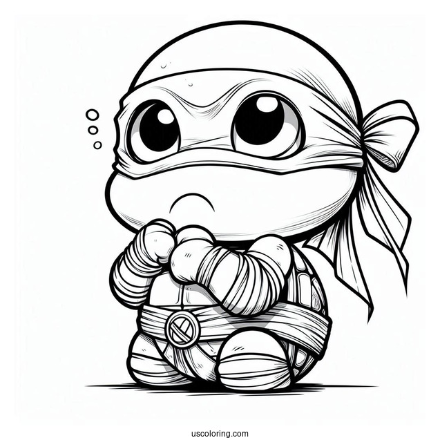 Ninja Turtles Coloring Page Of Young Raphael Pouting