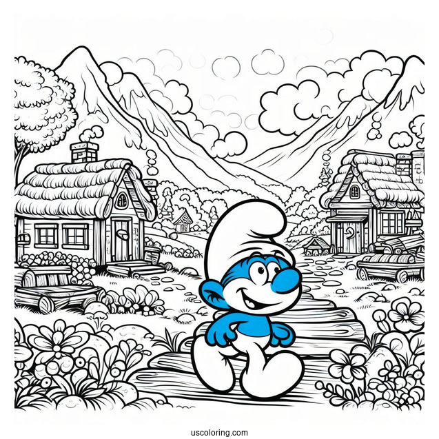 Coloring Page Of Smurf Village