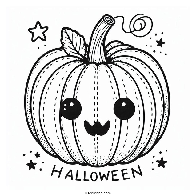 Pumpkin Coloring Page Stitch With Halloween Greeting