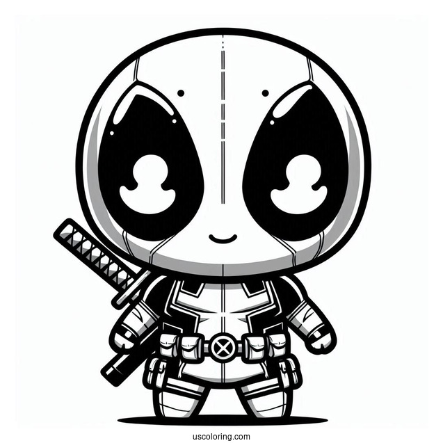 Chibi Deadpool Coloring Page