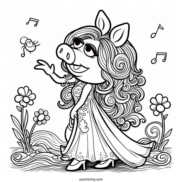 Miss Piggy Muppets Coloring Page For Kids