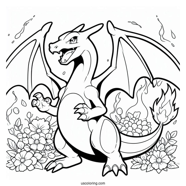 Mega Charizard X Coloring Page