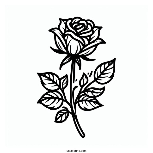 Rose Stem Coloring Sheet
