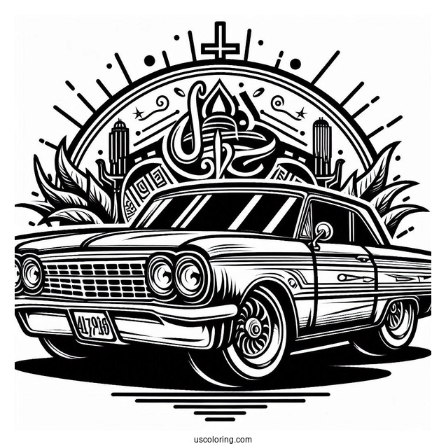 Cartoon Lowrider Coloring Page For Kids