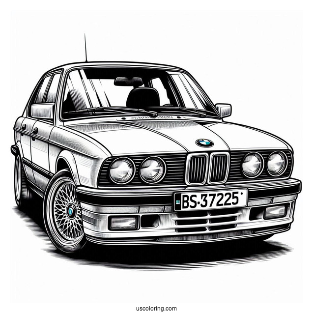 BMW Coloring Page 745i E23 Front View