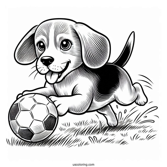 Beagle Chasing Ball To Color