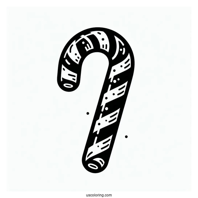 Simple To Color Candy Cane For Kids