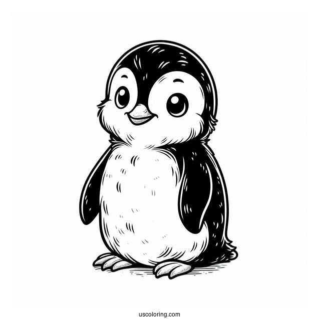 Little Blue Detailed Penguin Coloring In