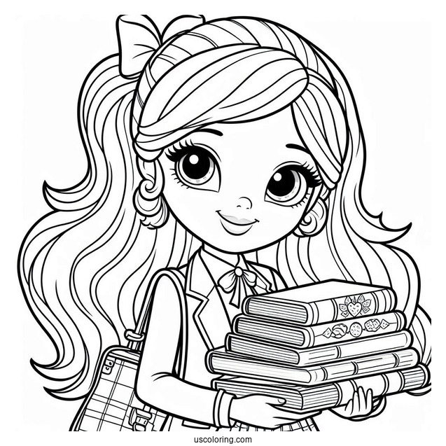 Polly Pocket Coloring Page Of Lila Draper Holding Books