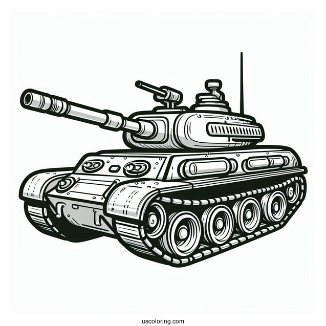 Simple Military Tank for Preschoolers to Color In