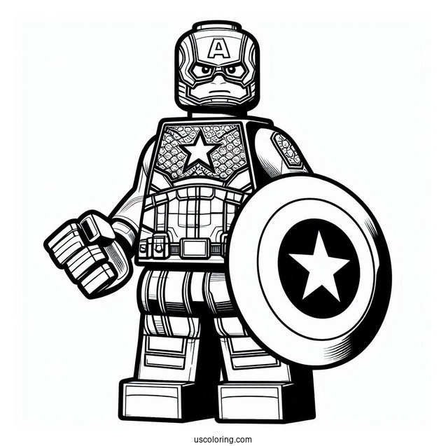 Lego Captain America Coloring Page