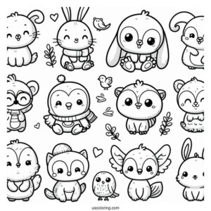 Cute Smiling Critters Coloring Page Characters For Preschoolers
