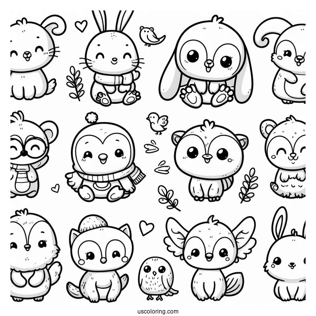 Cute Smiling Critters Coloring Page Characters For Preschoolers