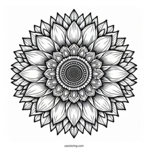 Coloring Mandala Sunflower For Adults