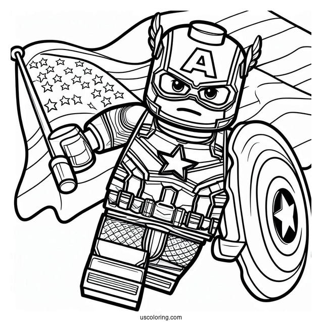 Lego Captain America Coloring Page