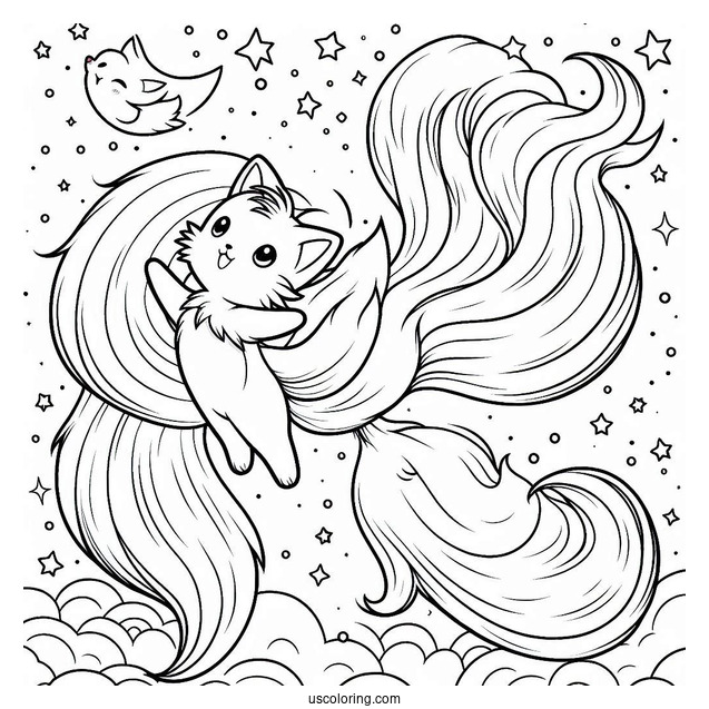 Tails Coloring Page Waving While Flying