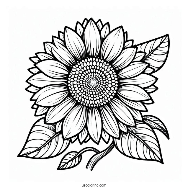 Sunflower With Big Petals For Coloring