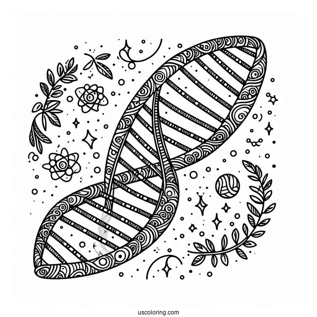 Science Coloring Page Of DNA Strands