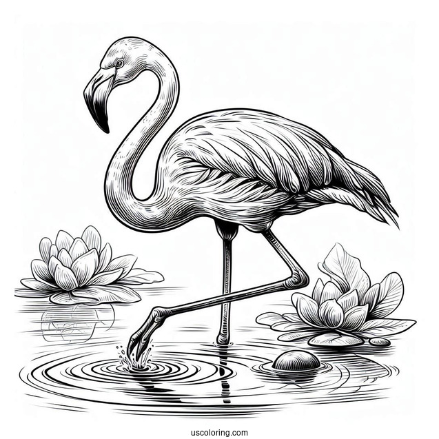Flamingo Walking In The Water