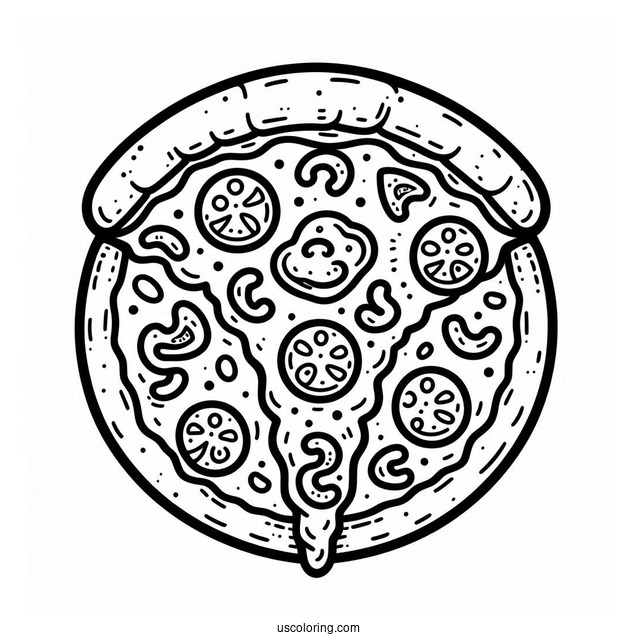 Cartoon Pizza Slice Coloring Sheet