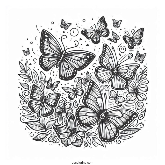 Dozens Of Butterflies Fluttering Around