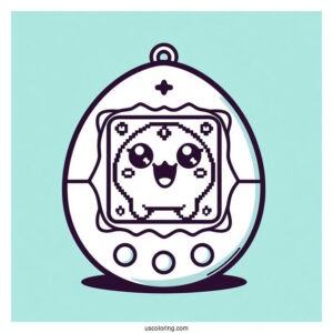 Retro Tamagotchi Coloring Page With Mametchi On The Screen