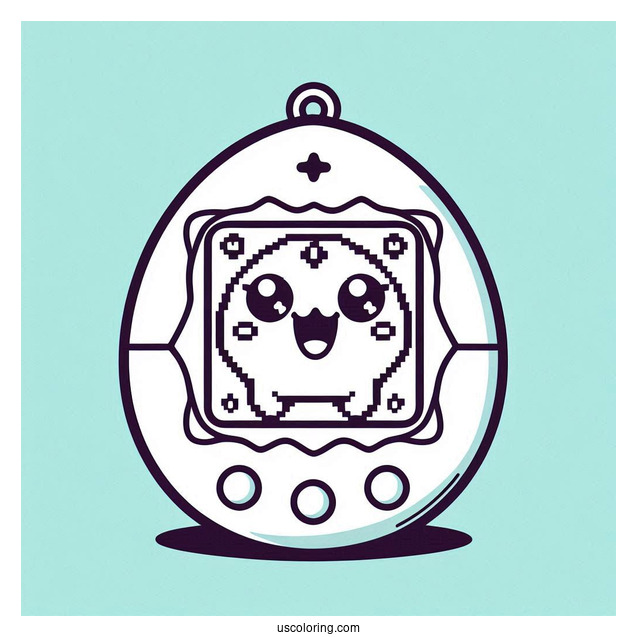 Retro Tamagotchi Coloring Page With Mametchi On The Screen