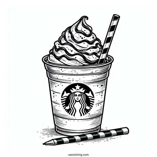 Starbucks Coloring Page Frappe With Whipped Cream And Chocolate Syrup