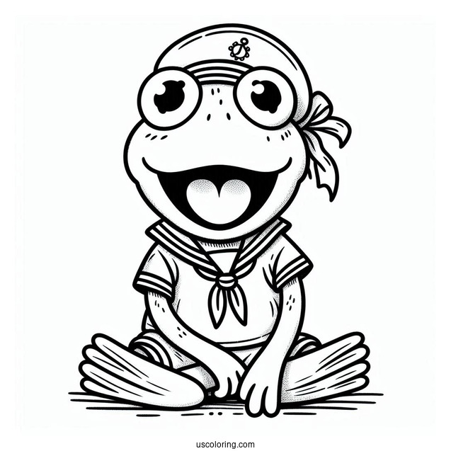 Muppets Coloring Page Of Cute Kermit The Frog In Sailor Uniform