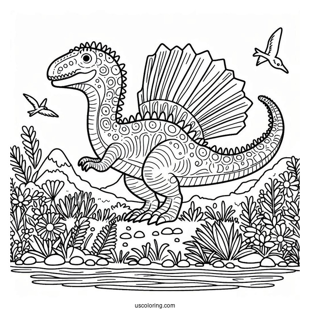 Easy Spinosaurus Coloring Page Outline For Preschoolers