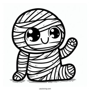 Easy Cartoon Mummy Coloring Page