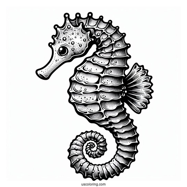 Realistic Looking Seahorse To Color