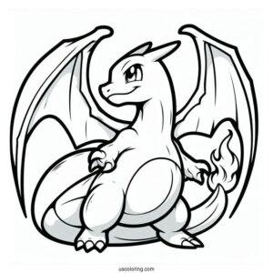 Easy Charizard Outline Coloring In For Kids(1)