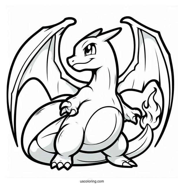 Easy Charizard Outline Coloring In For Kids(1)