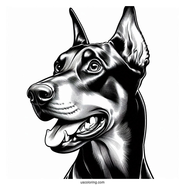 Close Up Of Alert Dobermann