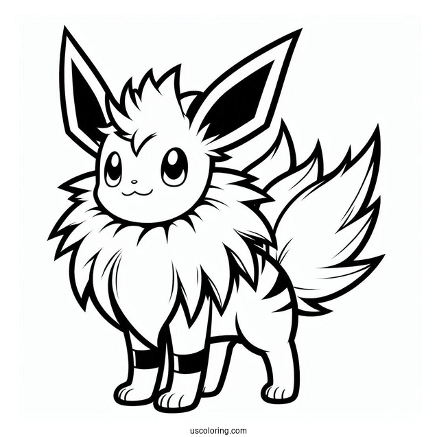 Easy Jolteon Coloring Page Outline For Kids
