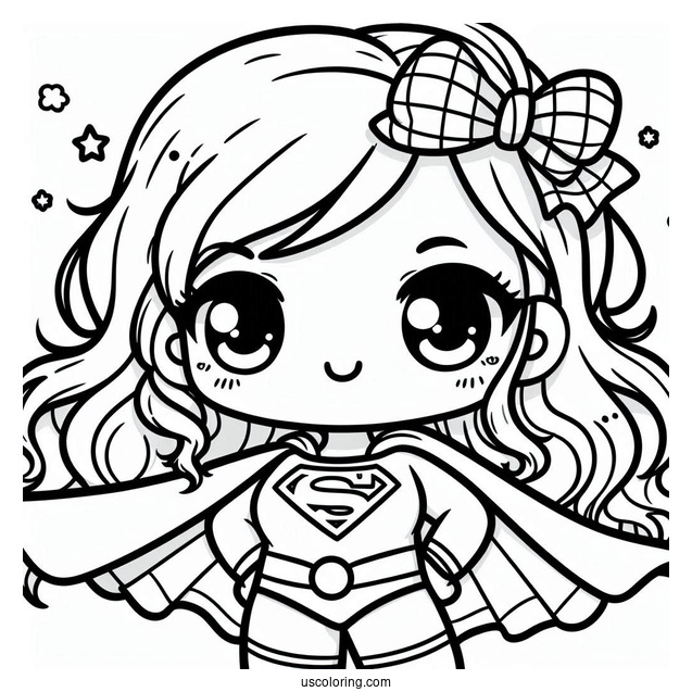 Kawaii Supergirl Coloring Page For Preschoolers