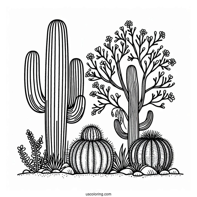 Saguaro And Golden Barrel Cactus