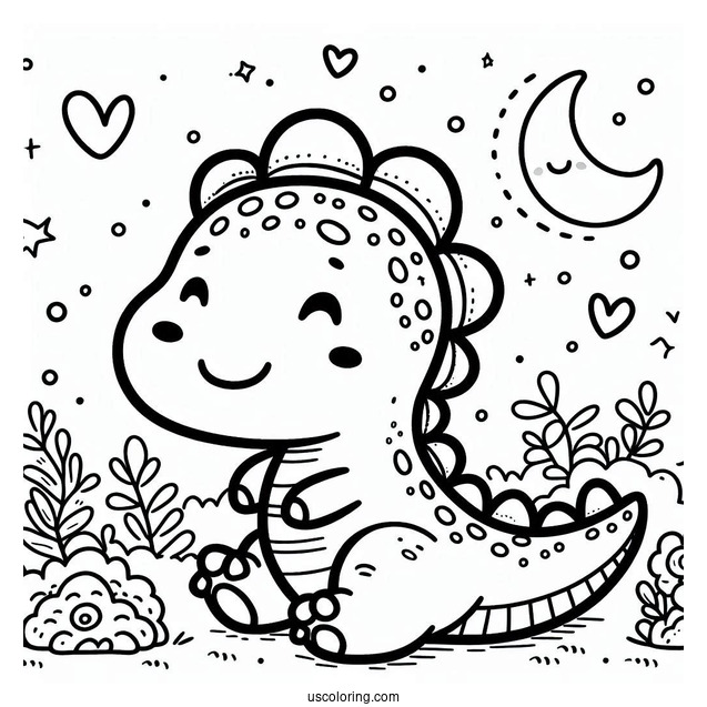 Cute Coloring Page Smiling Dinosaur