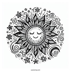 Summer Themed Sun To Color