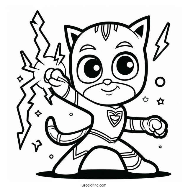 PJ Masks Coloring Page Of Catboy Using Lightning Powers