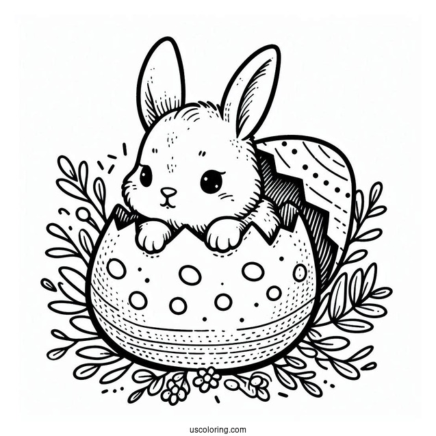 Easter Bunny Coloring Page Hatching From Easter Egg