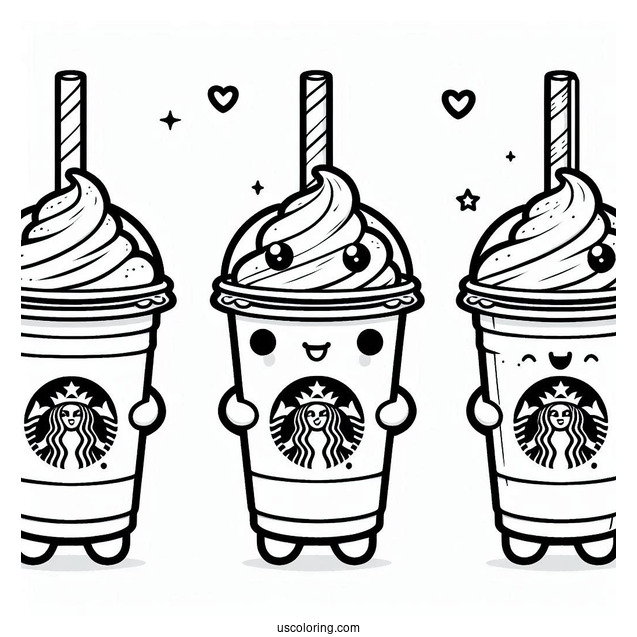 Fun Kawaii Starbucks Frappe Coloring Sheet
