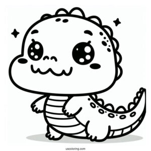 Kawaii Themed Crocodile Coloring Sheet