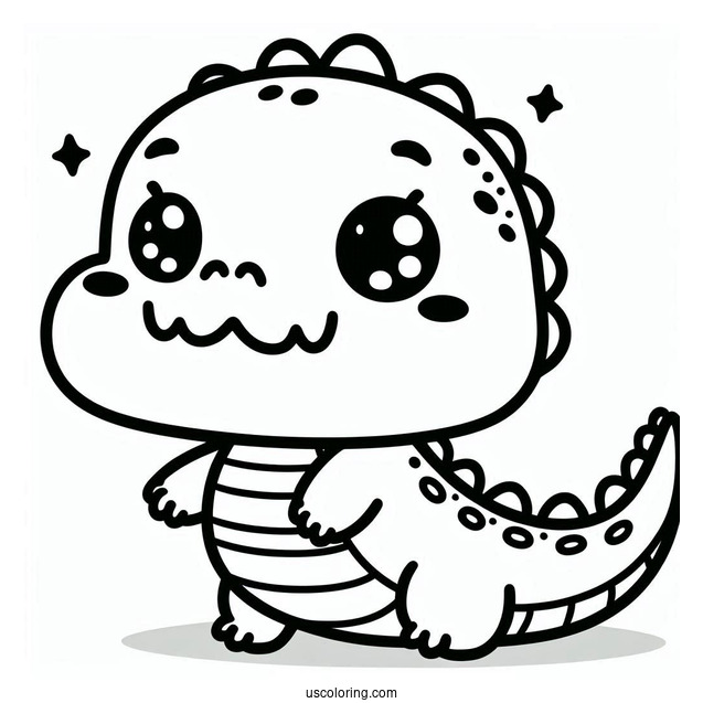 Kawaii Themed Crocodile Coloring Sheet