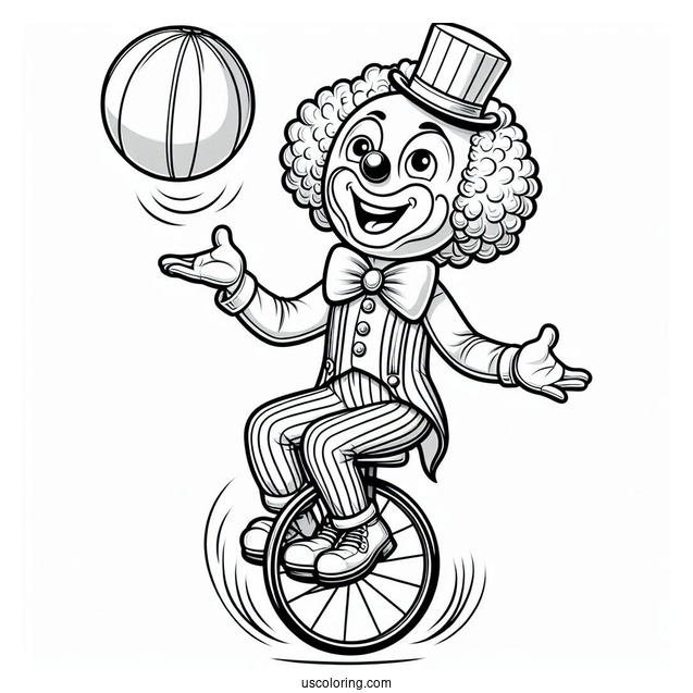 Clown Juggling While On Unicycle