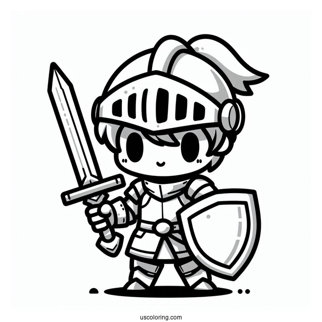 Chibi Knight With Shield And Big Sword