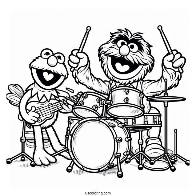Muppets Coloring Page Of Animal Playing The Drums
