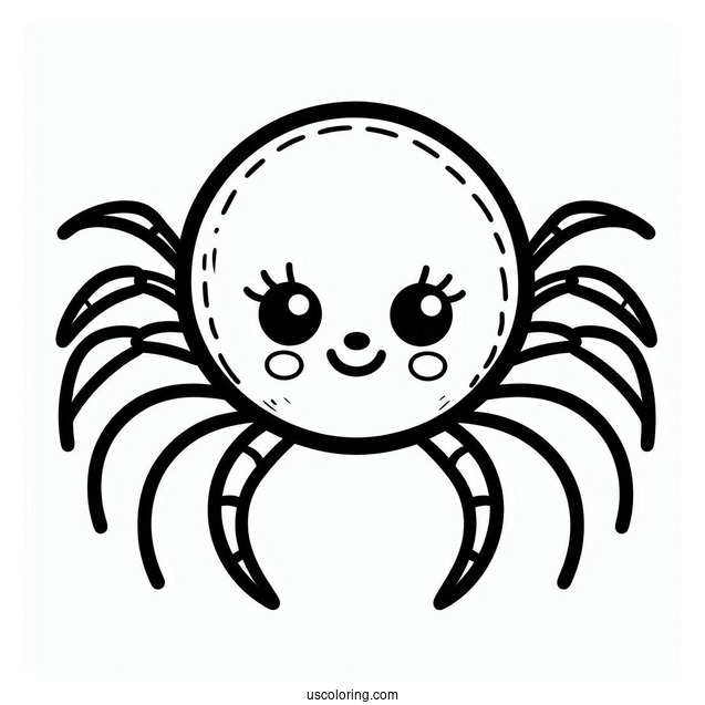 Simple Outline Of Cute Spider For Preschoolers